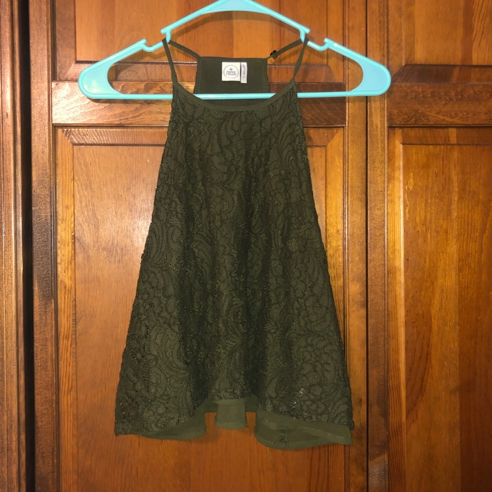 Paper Crane Olive / Army Green Lace Tank Top S - Picture 4 of 7
